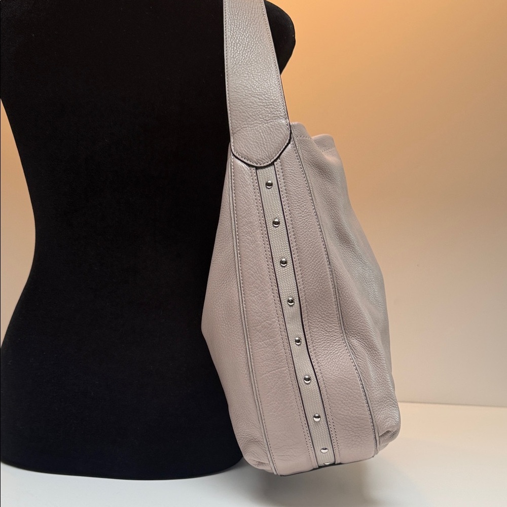 Coach Light Gray Pebble Leather Hobo Shoulder Bag - Picture 4 of 10